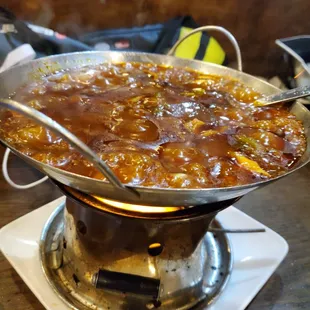 Soup intestine with pork intestine and blood pudding