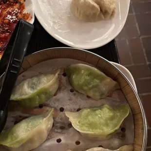 Steamed shrimp dumplings &amp; pork fried dumplings.