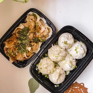 Sichuan Hot Chili Oil Wontons, Shanghai Pan Fried Soup Dumpling ()