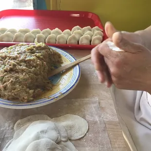 Hand pressed dumplings.