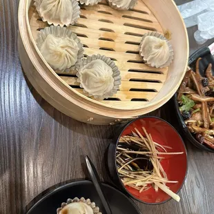 8 pc XLB. Ask them for ginger then add your own vinegar and soy sauce as dipping.