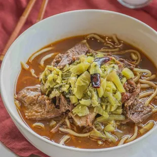 Beef Stew Soup Noodle - Fresh handmade noodle comes with generous portion of slow cooked beef stew.
