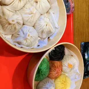 Rainbow Soup Dumplings and Pork Soup Dumplings