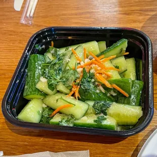 Bright fresh generous cucumber salad with cilantro dressing