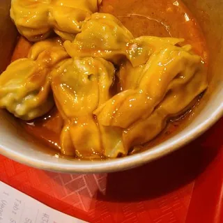 Pork Wontons in Chili Oil Peanut Sauce