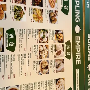 ramen and noodles, menu