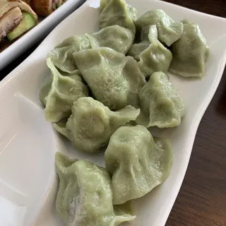 12. Chicken Dumpling with Corn in Spinach Wrapper