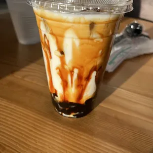 Brown sugar milk tea with boba