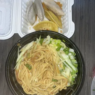 Peanut noodles and dumplings