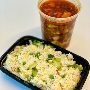 Mapo tofu and vegetable fried rice