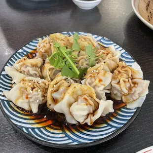 Spicy pork &amp; shrimp wontons! Not too spicy
