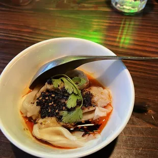 Spicy pork wontons