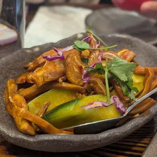 Pig Ears with Cucumber and Red Oil