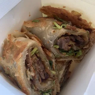 A17. Sliced Beef Scallions Rolls Pancakes