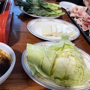 Fresh vegetables for hot pot