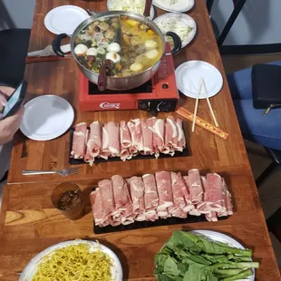 What was given to us for 3 people. All you can eat and you can take home whatever you want. This is beef and lamb for meat.