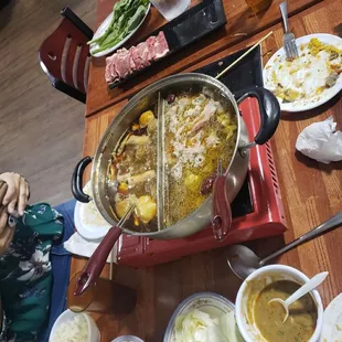 Hot pot. Half spicey. Half mild.