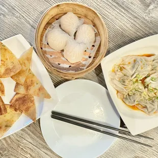 C5. Scallion Pancake  B5. Crystal Shrimp Dumplings Wanton Chili Sauce