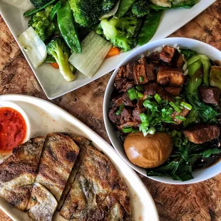 Scallion pancake to the bottom left