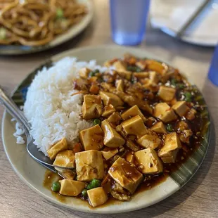 P3. Mapo Tofu Over Fried Rice/ Chow Mein/ White Rice //