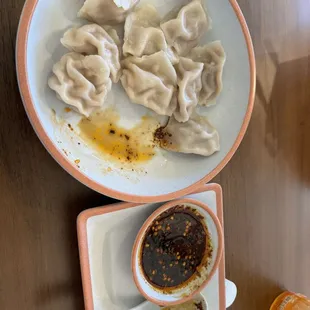 Pork dumplings with sauce we made at the table