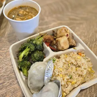 2 item combo with sweet and sour soup