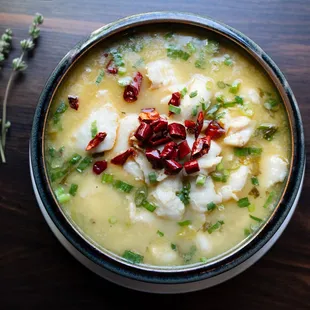 Szechuan Fish Fillet w/ Pickled Cabbage in House Broth