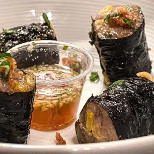 Pork and Seaweed Dumplings (GF). $5.95 + tax + tip