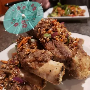 Xinjiang Northern style ribs... not a common dish and really delicious, tender ribs coated in a unique dry rub of spices.