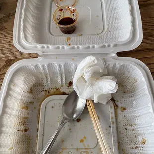 5 Spice Beef Stew Over Rice (after).  Use a spoon to get every bit.