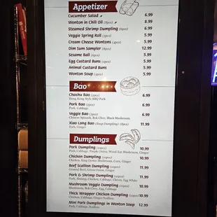 Menu board