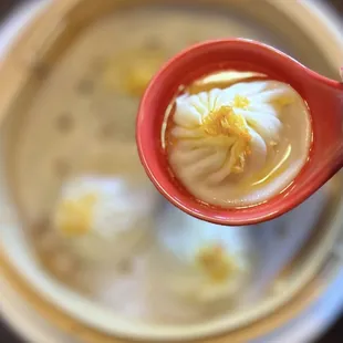 蟹粉小笼包 Crab &amp; Pork XLB | 4 pc - $13.95 (I poked the XLB to release some of the soup.)