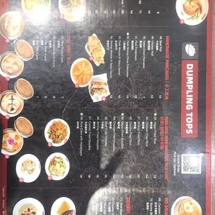 ramen and noodles, menu