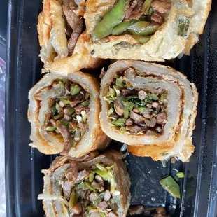 A16. Scallion Pancake Beef Roll with Spicy Peppers