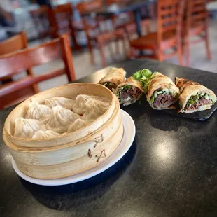Pork soup filled dumplings &amp; beef roll