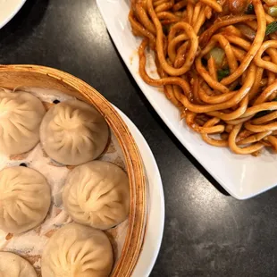 Pork Soup Filled Dumplings, Shanghai Fried Noodles