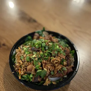 a bowl of food on a table