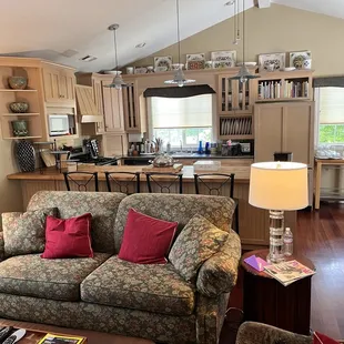 Bedroom upstairs has its own living room, dining room, and kitchen space