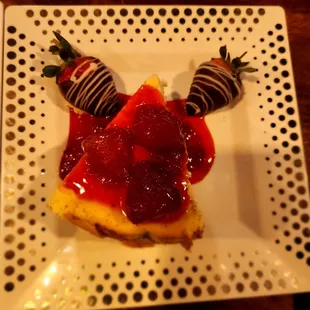 Chocolate covered strawberries and cheesecake for valentines