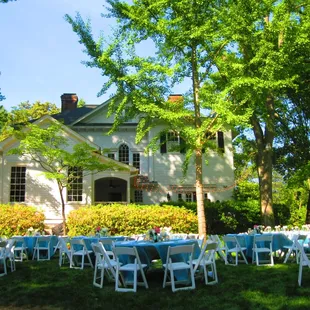 Reception seating on the lawn or under the 1800 sq ft tented brick patio.  www.DuncanEstate.com, www.Facebook.com/Duncan.Estate.