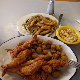 6 chicken strips with 3 veggies for $8.50