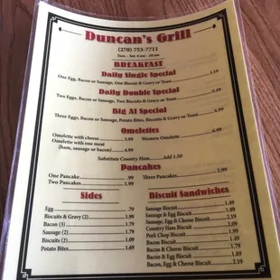 menu