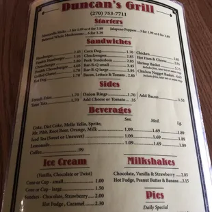 menu