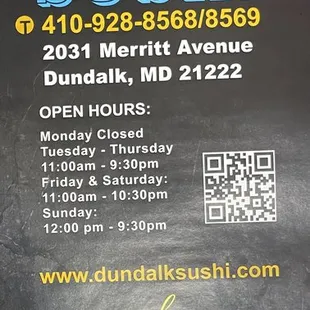 Restaurant info