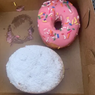 Strawberry donut &amp; Bavarian cream powdered donut