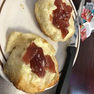 Biscuit with strawberry jelly