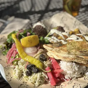 Meze Plate with Grilled Chicken and Falafel