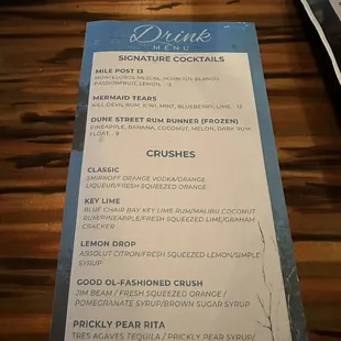 menu