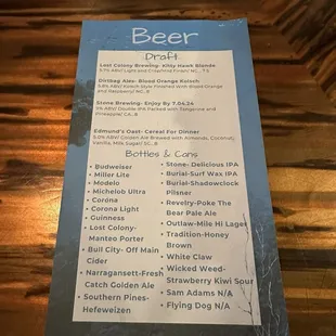 Drink list