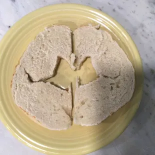 This is what the bagel looked liked when I sliced it .certainly not made today and did not taste fresh even with chive cream cheese .